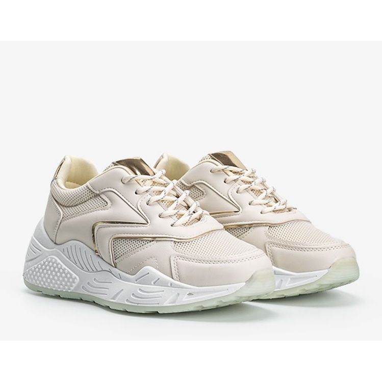 Béžové tenisky se silnou podrážkou s metalickými detaily Kenna béžový 1