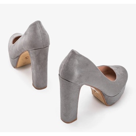 Šedé vysoké podpatky na platformě Aisha šedá 1