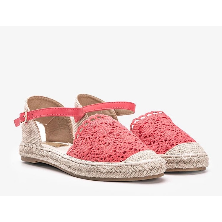 Červené espadrilky s dětskou krajkou červený 1