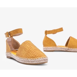 Hořčičné espadrilky s motivem hadí kůže žluť 1