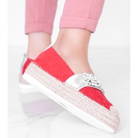 Červené espadrilky s kameny Cher červený stříbro 1