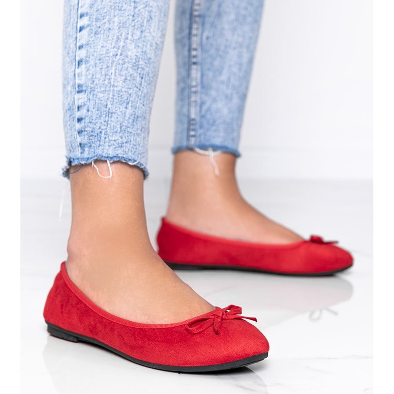 Červené balerínky s mašlí Angelina 1