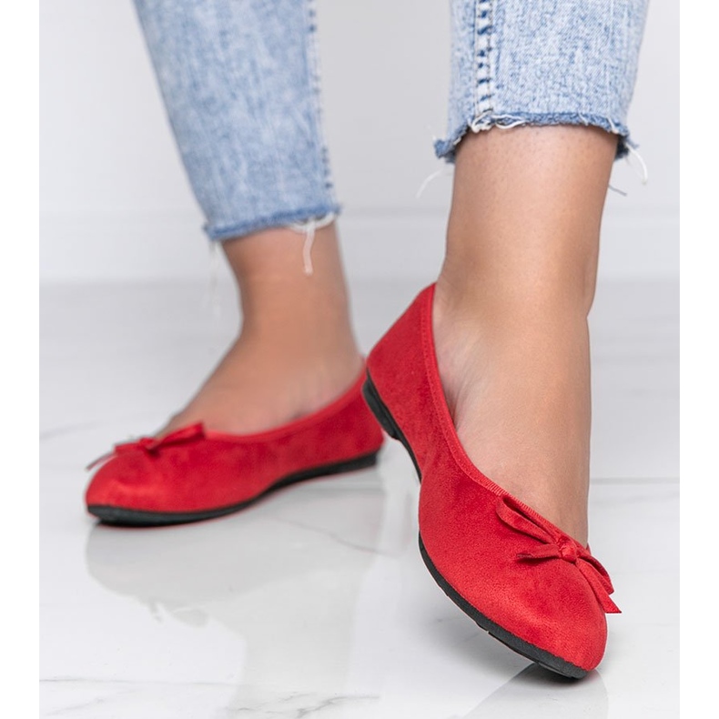 Červené balerínky s mašlí Angelina 2