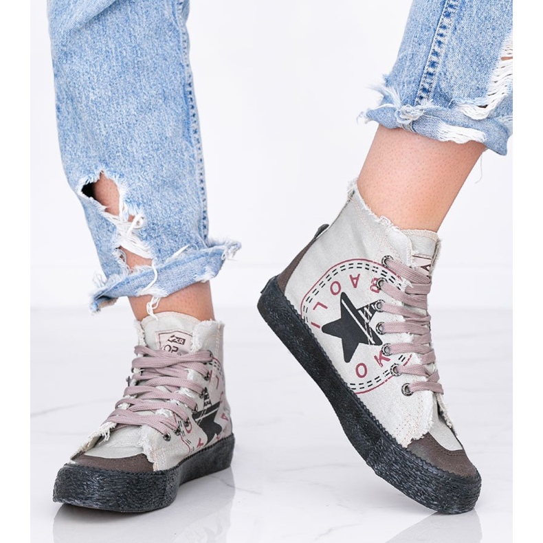 BM Dámské šedé kotníkové tenisky Nadi šedá 1