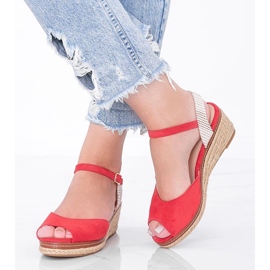 Červené espadrilky na klínku Heis červený 1