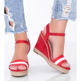 Červené espadrilky na klínu Mona červený 1