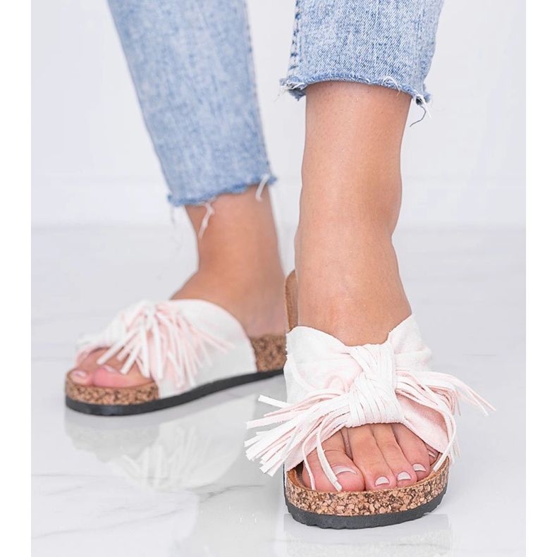 Béžové pantofle na korkové podrážce Crys béžový 1