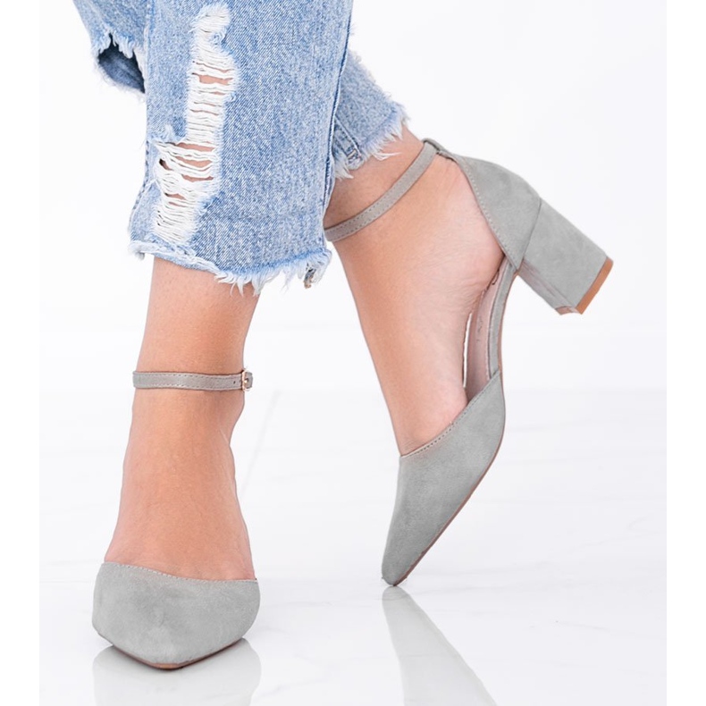 Šedé lodičky na nízkém sloupku Gemma šedá 1