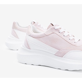 Béžové tenisky s bílými detaily na vysoké podrážce Barteks béžový 1 Béžové tenisky s bílými detaily na vysoké podrážce Barteks béžový 1