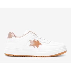 BM Bílé a hnědé tenisky s hvězdami Polja bílý hnědý 1 BM Bílé a hnědé tenisky s hvězdami Polja bílý hnědý 1