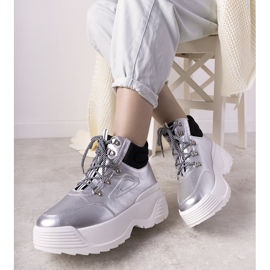 Stříbrné tenisky na vysoké podrážce Eloquence stříbrný 1