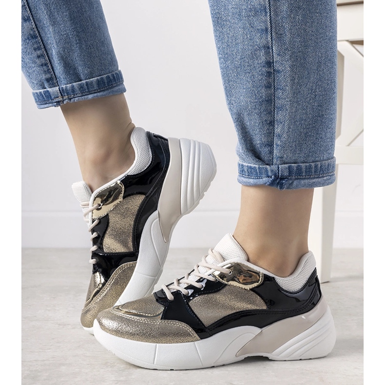 Zlaté tenisky s vysokou podrážkou Rude černá 1