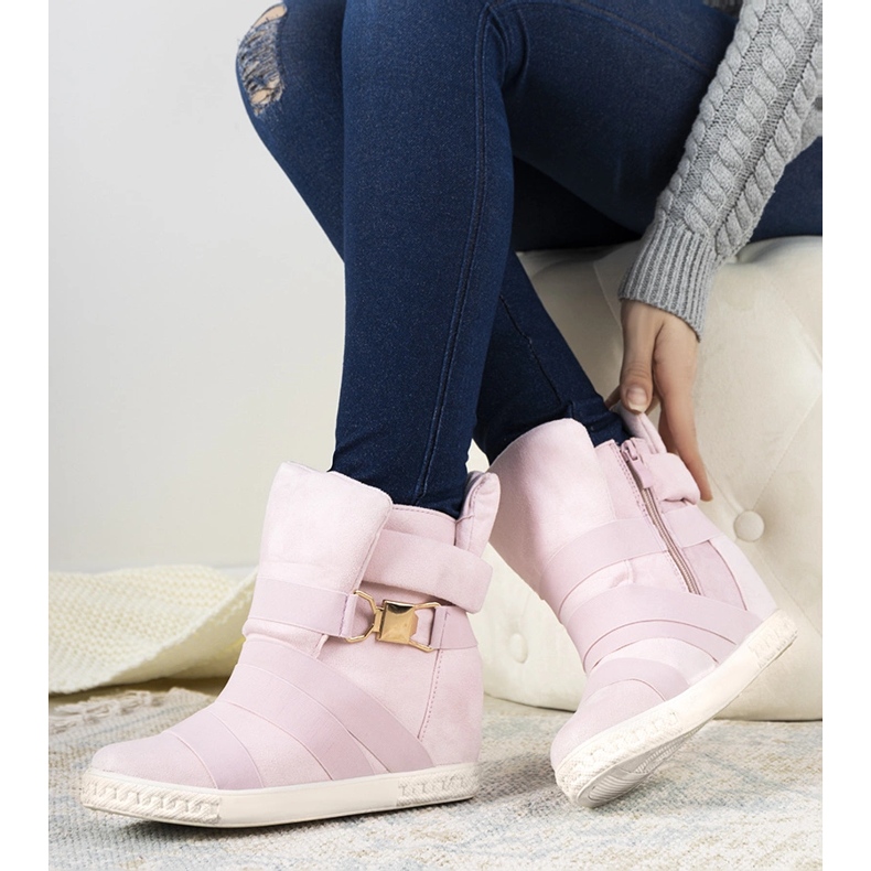 Růžové klínové tenisky růžový 1