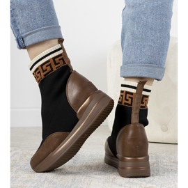 Wanda hnědé klínové tenisky hnědý černý 1