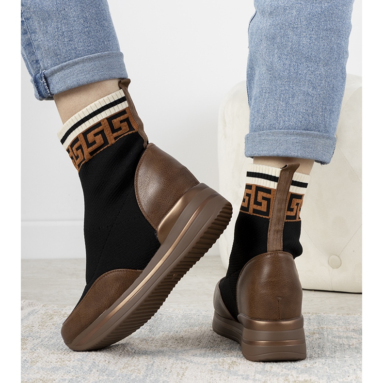 Wanda hnědé klínové tenisky hnědý černá 1