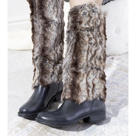 Černé boty do deště s kožešinou Melgar černý 1