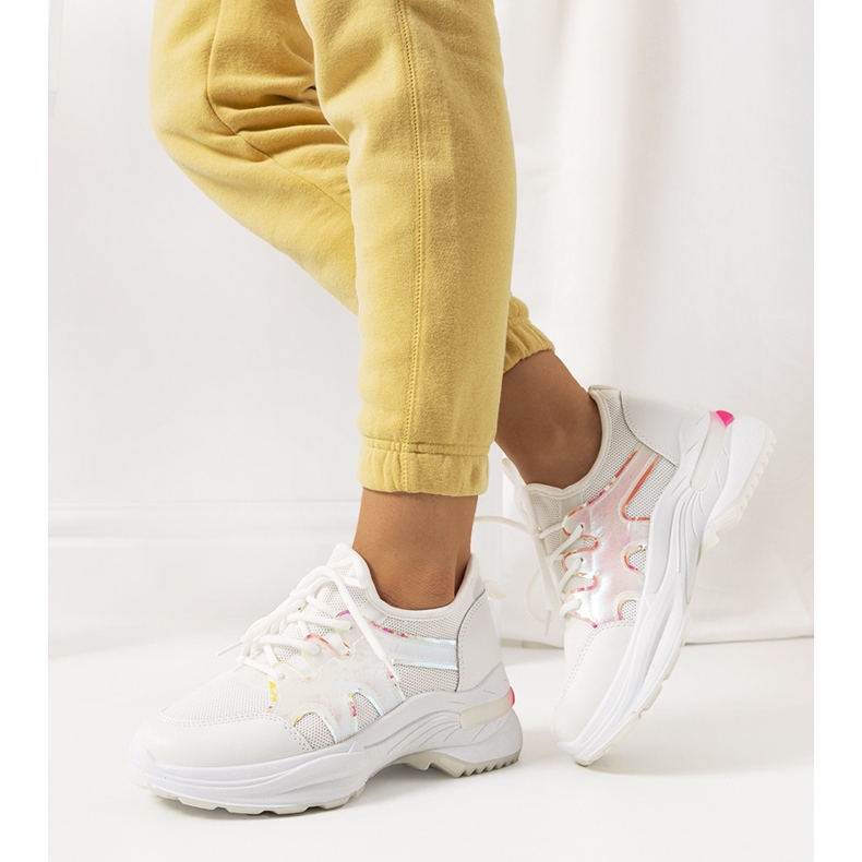 Růžové a bílé tenisky Bates bílý růžový 1