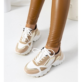 Růžové tenisky Gordani s kovovými vsadkami béžový 1 Růžové tenisky Gordani s kovovými vsadkami béžový 1