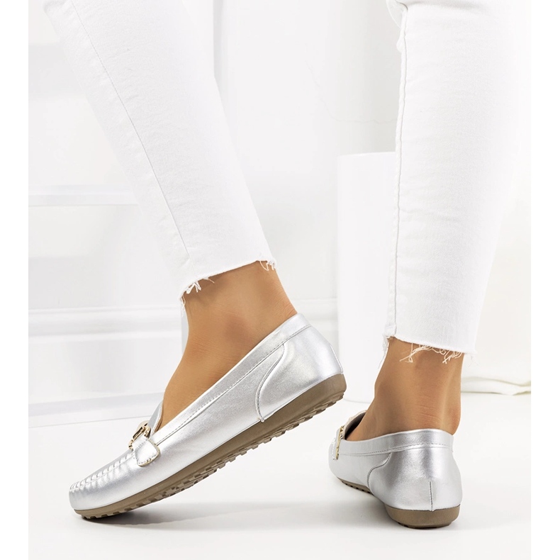 Dámské stříbrné mokasíny Ilana stříbrný 1