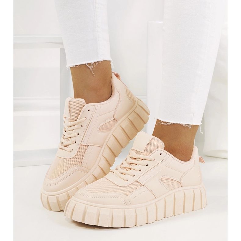 Růžové tenisky na vysoké podrážce Morico růžový 2