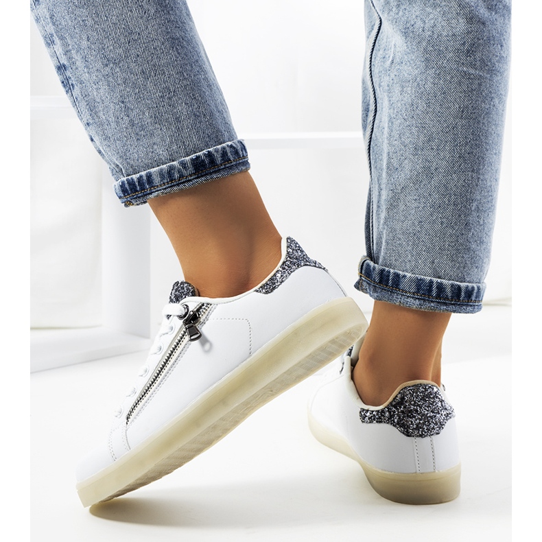 Bílé led tenisky Caldwell bílý stříbrný 2