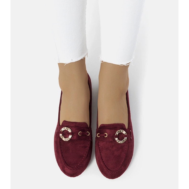 Maroon dámské mokasíny od Leila červený 1