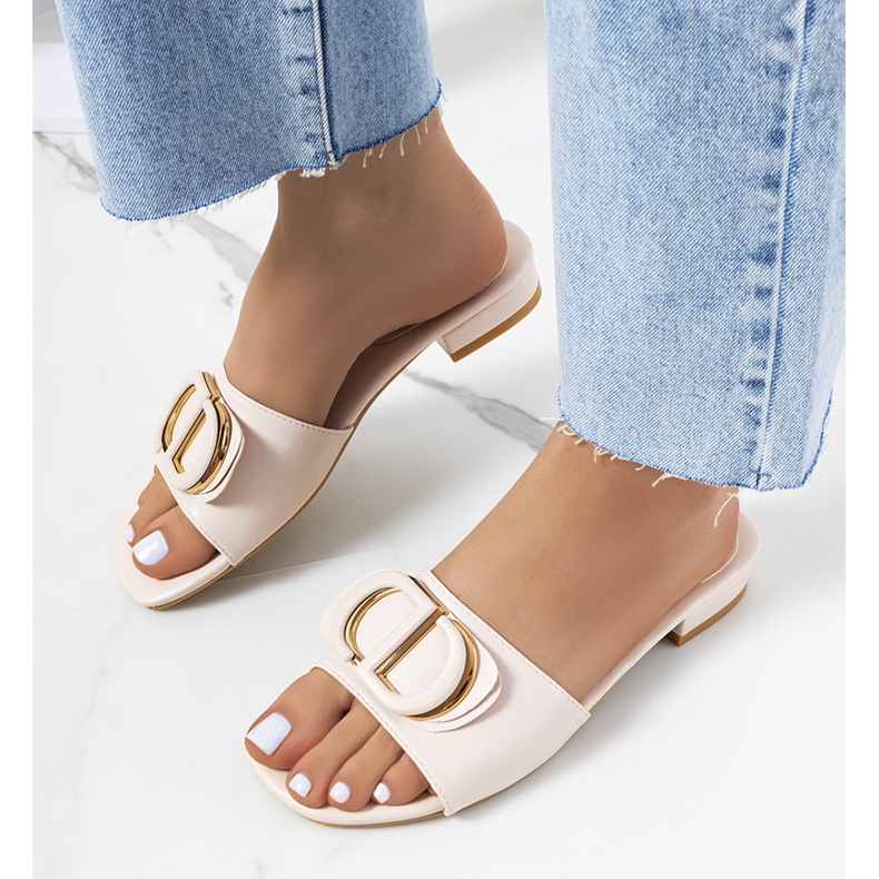 Béžové pantofle s plochými podpatky Cammeray béžový 1