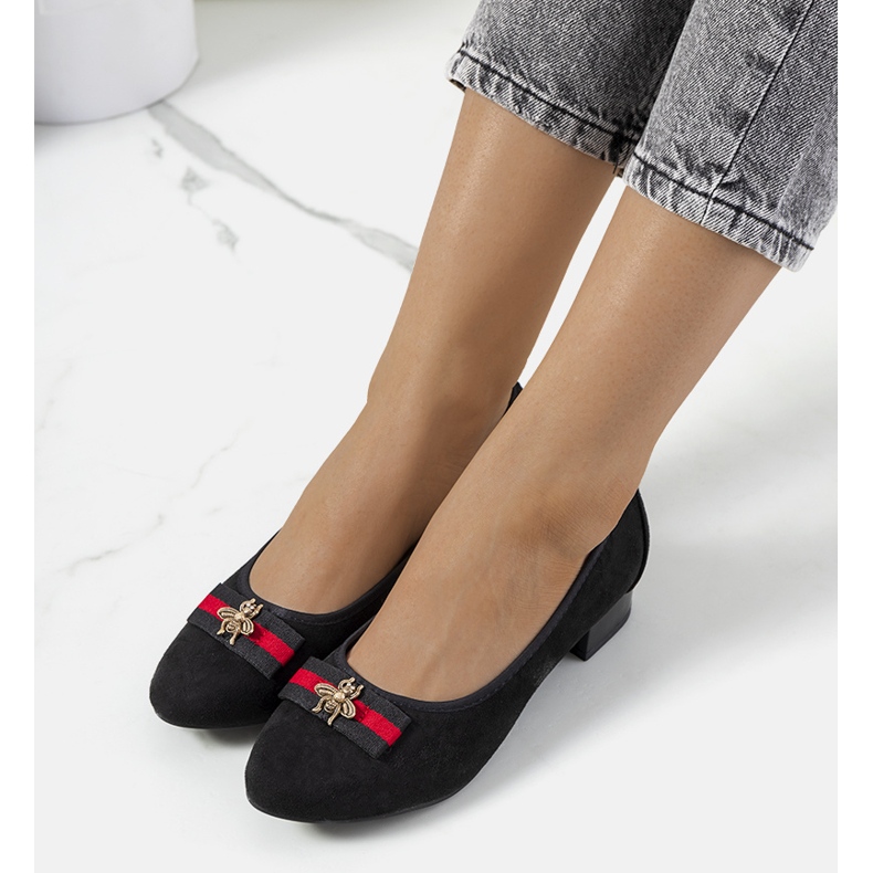 Černé lodičky s motýlkem Vijver černá 1