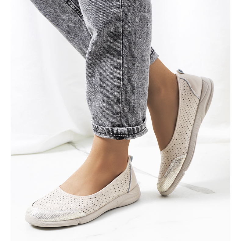 Béžové kožené baleríny Mirjam béžový 1