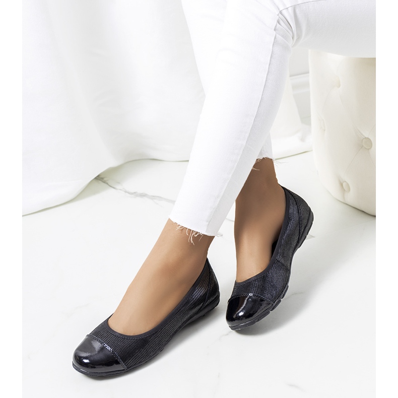 Černé kožené baleríny Nerena černá 1