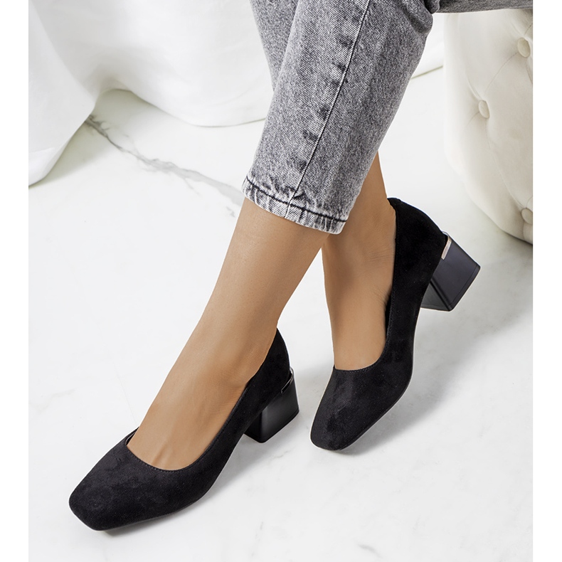 Černé lodičky na sloupku Bloor černá 1