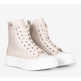 Béžové tenisky na vysoké podrážce Natasha béžový 1