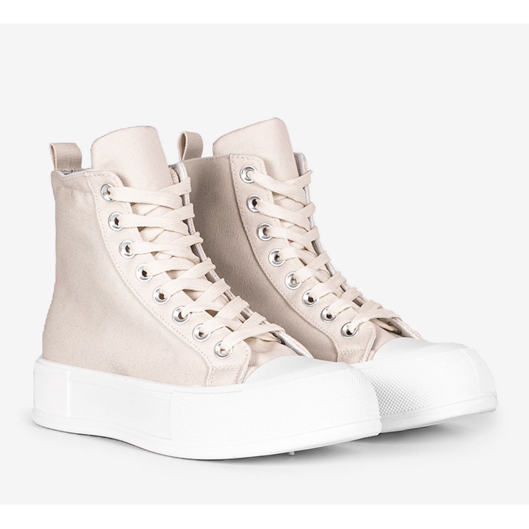 Béžové tenisky na vysoké podrážce Natasha béžový 1