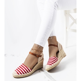 Červené espadrilky na klínu Garvan béžový červený 1