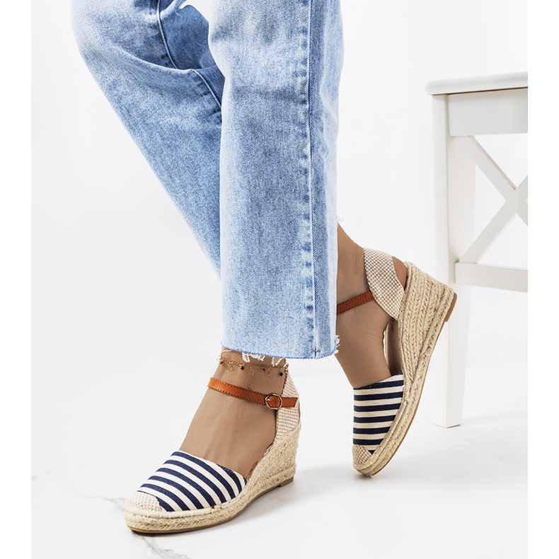 Námořnické modré espadrilky na klínu Garvan béžový námořnická modř 1