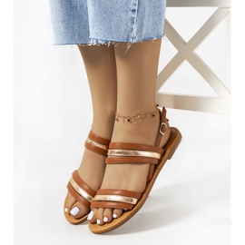 Hibbins hnědé dámské sandály hnědý zlatý 1