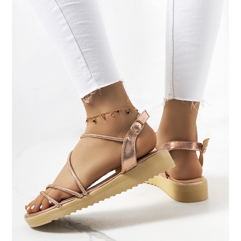 Kul.Růžové dámské sandály růžový zlatý 1