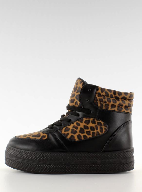 Tenisky dvojitá podešev LBS1231 black-leopa černý 1
