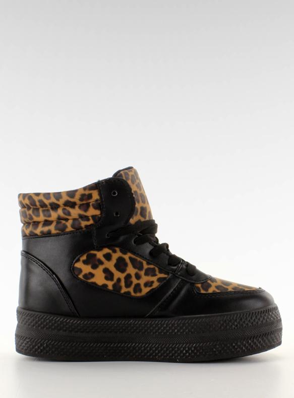 Tenisky dvojitá podešev LBS1231 black-leopa černý 2