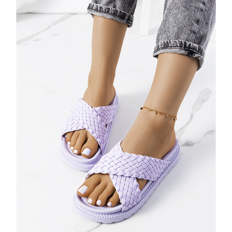 Fialové pantofle na platformě Bierings fialový 1