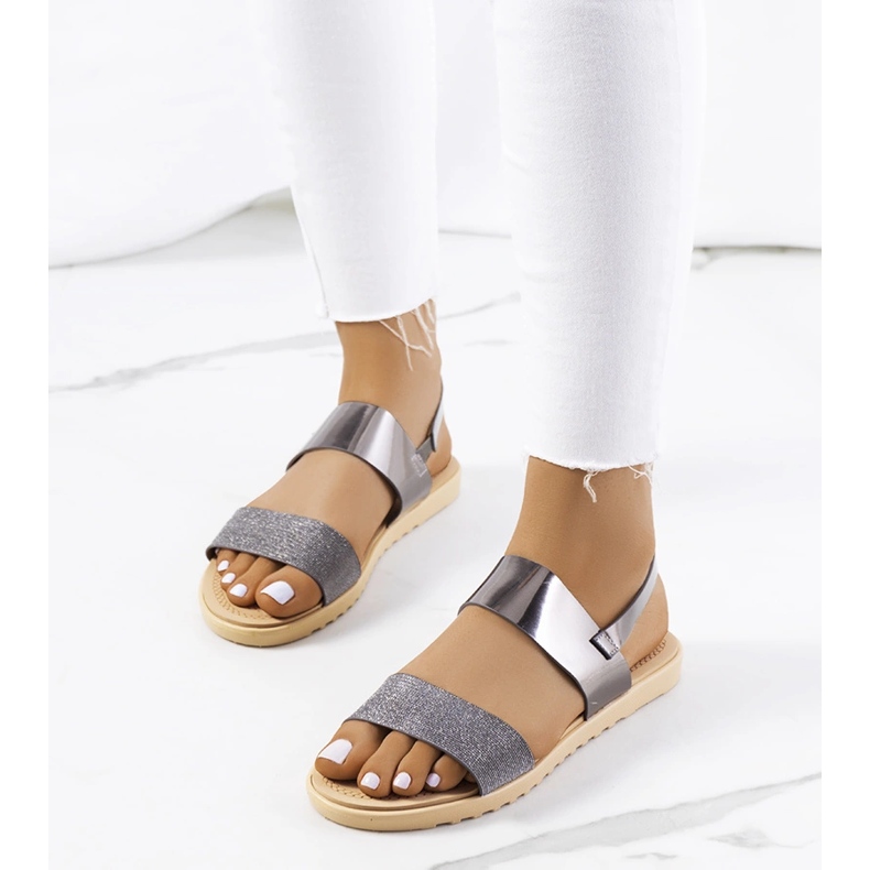 Dámské stříbrné sandály Laval stříbrný 1 Dámské stříbrné sandály Laval stříbrný 1