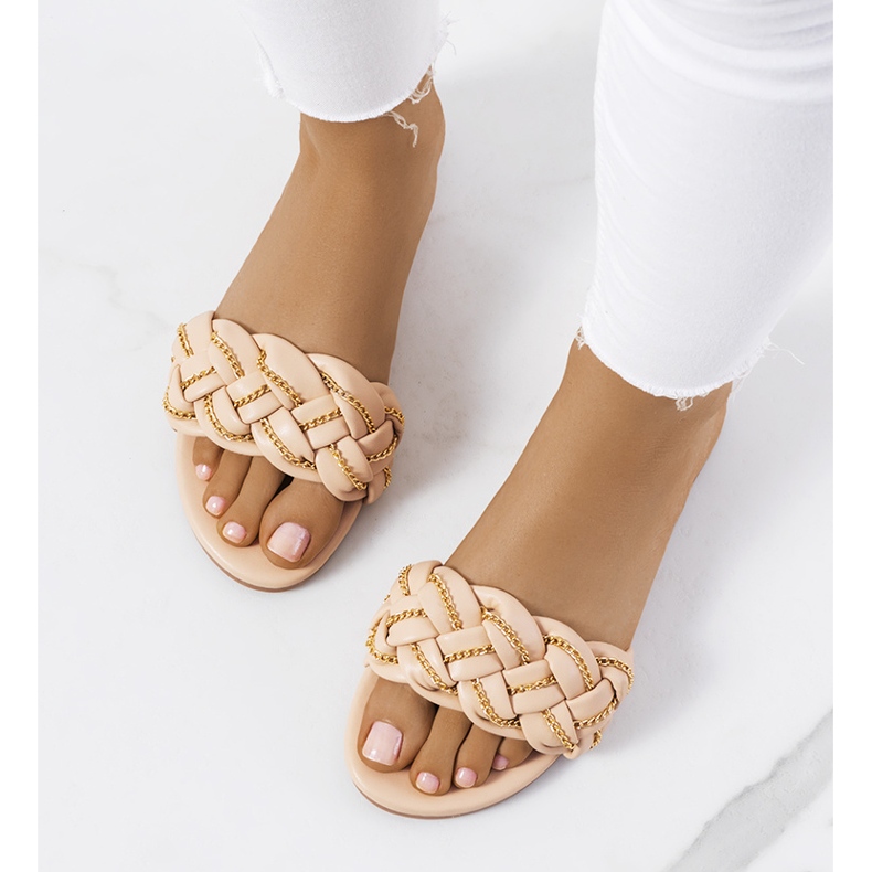 BM Elegantní béžové pantofle Correra béžový 1