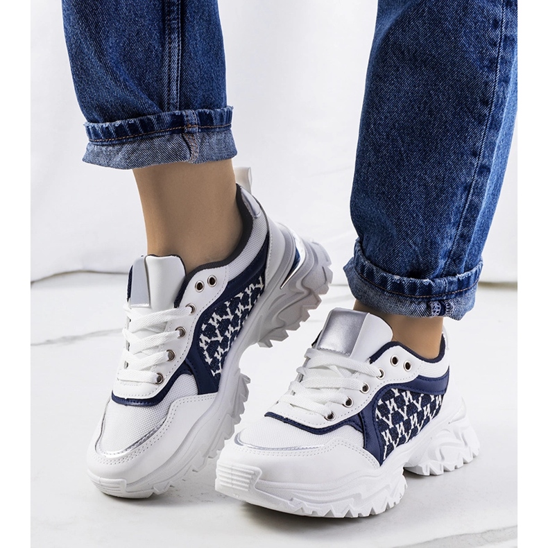 Dámské bílé a tmavě modré tenisky Florival bílý 1