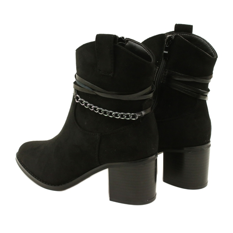 M.Daszyński Dámské semišové boty izolované černým řetězcem černá 4 M.Daszyński Dámské semišové boty izolované černým řetězcem černá 4
