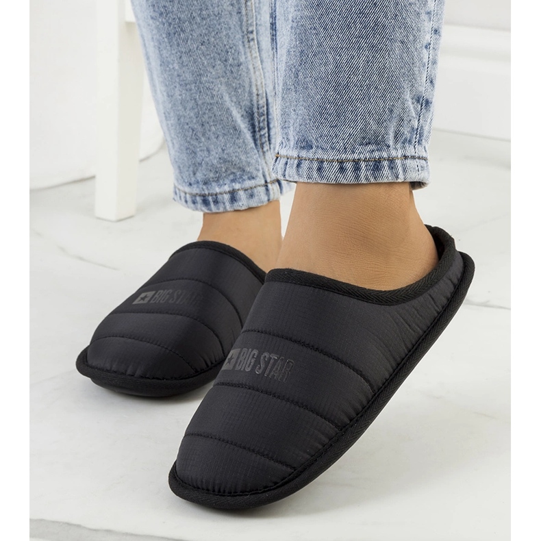 Big Star Černé dámské zateplené pantofle KK274602 černá 2