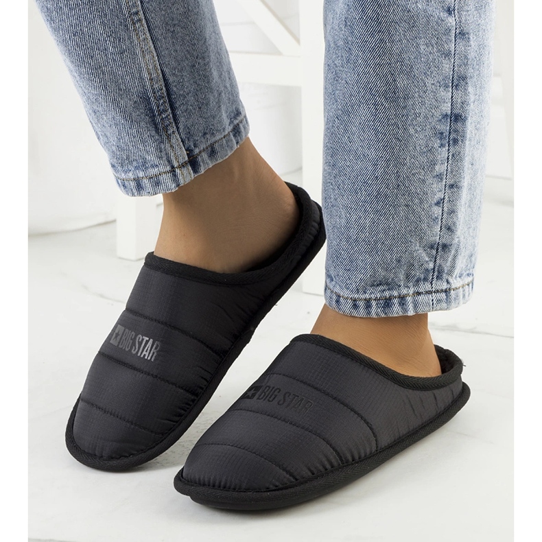 Big Star Černé dámské zateplené pantofle KK274602 černá 1