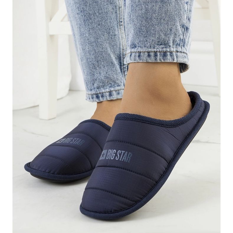 Big Star Dámské tmavě modré zateplené pantofle KK274602 modrý 2