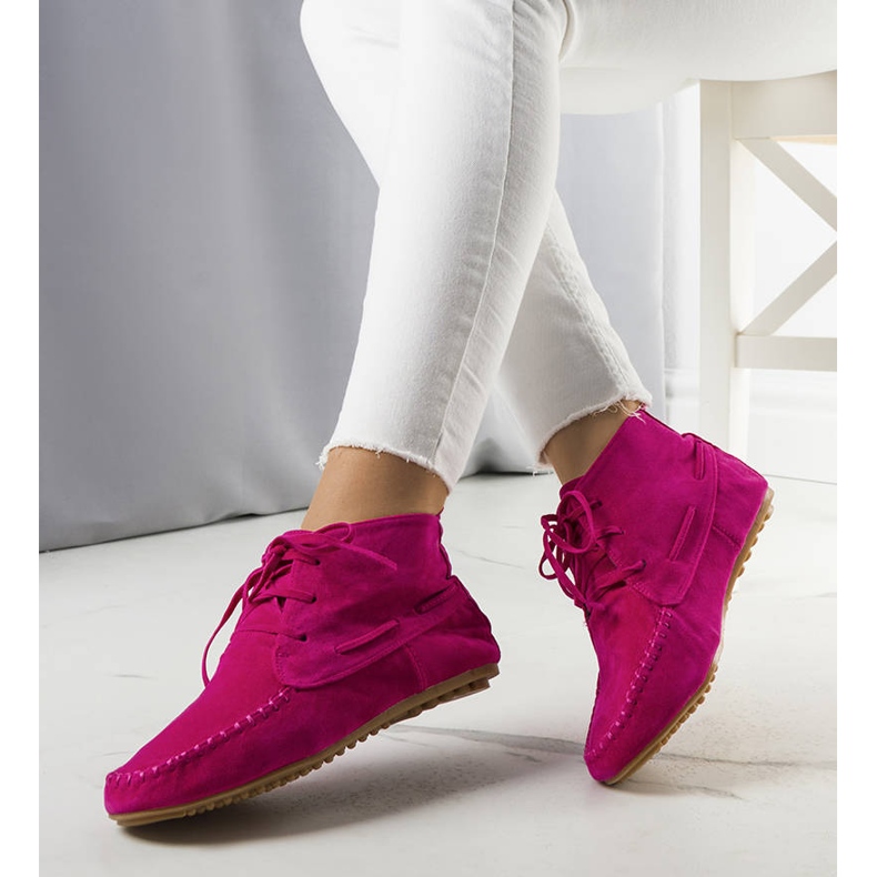 BM Růžové eko semišové kozačky Lalo růžový 1