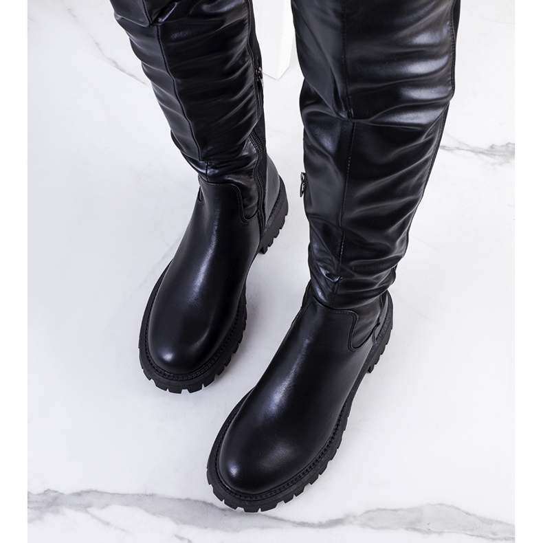 PA1 Černé kozačky na platformě Khadim černá 1