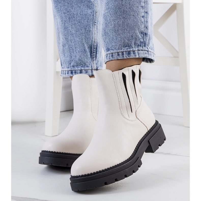 Béžové kotníkové boty béžový 1